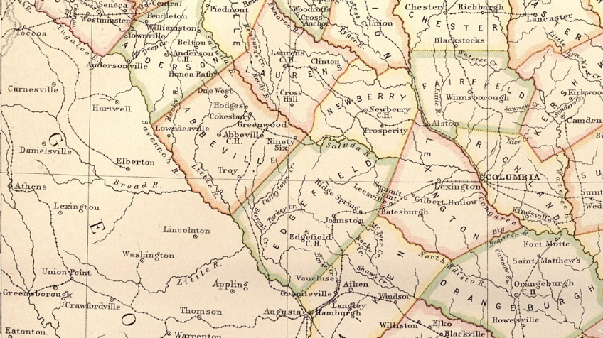 Old map of South Carolina